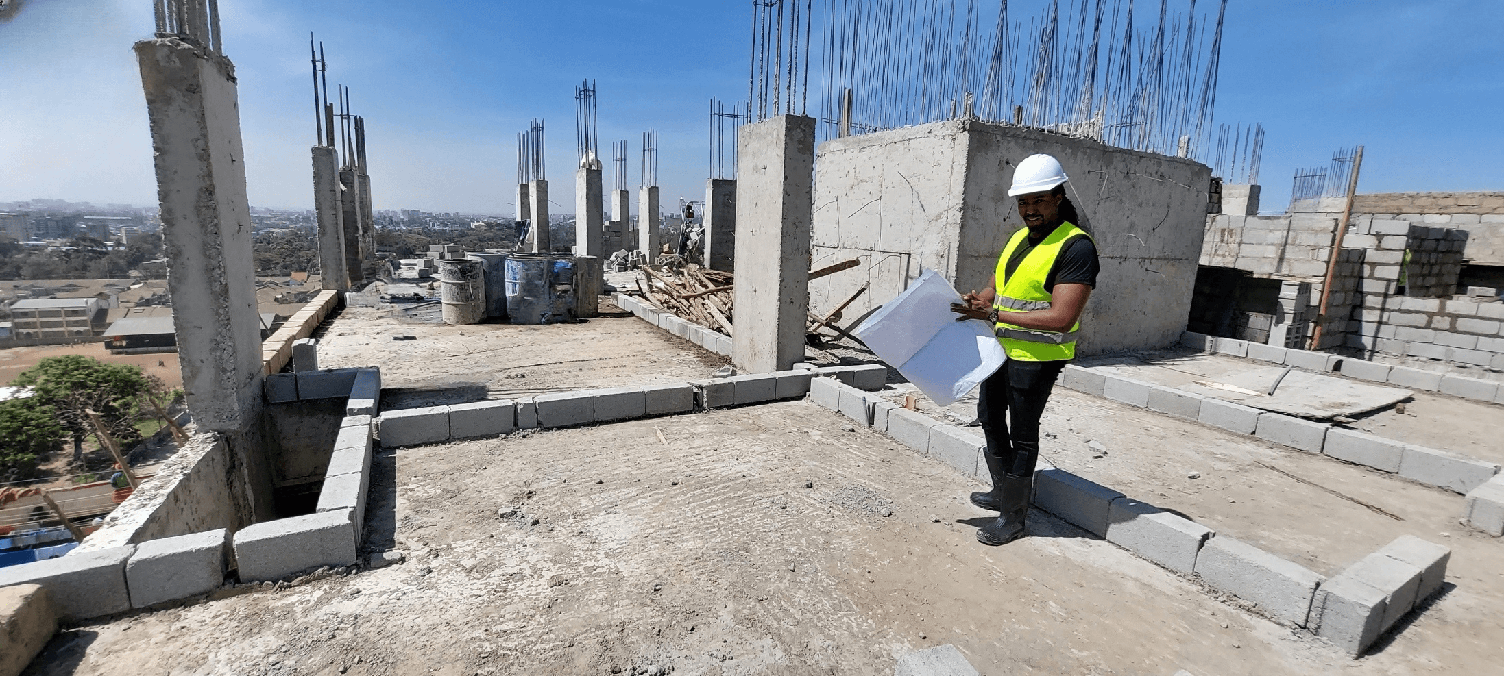 Brian on a Nairobi construction site